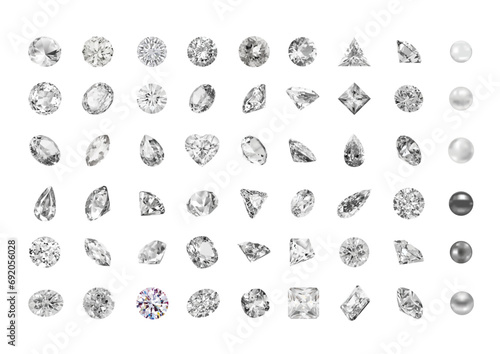 Gemstone ClipArt. Vector diamonds and pearls.  Rhinestones bundle