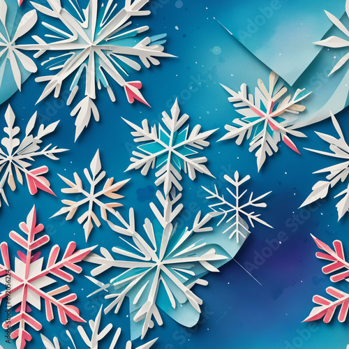Wallpaper Mural Colorful background with paper texture, colorful and stylized snowflakes, watercolor art style - Seamless texture tiles Torontodigital.ca