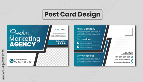 Double sided modern corporate business postcard design or EDDM postcard design template photo