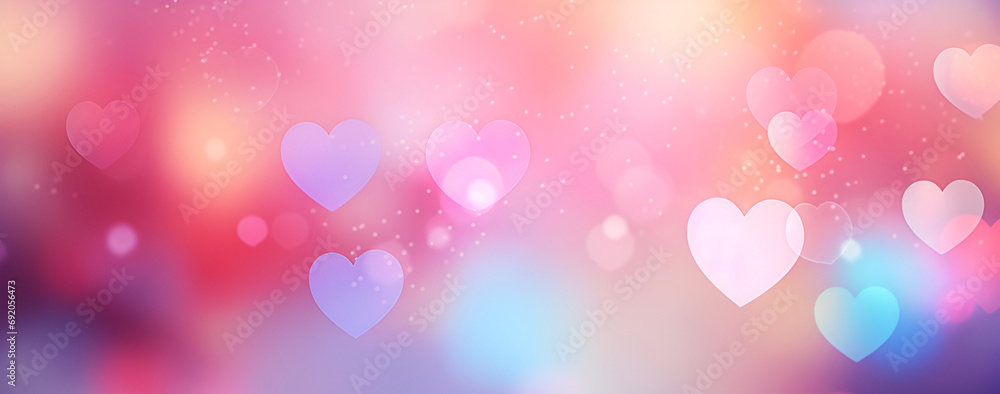 Valentine's Day banner with colorful hearts.