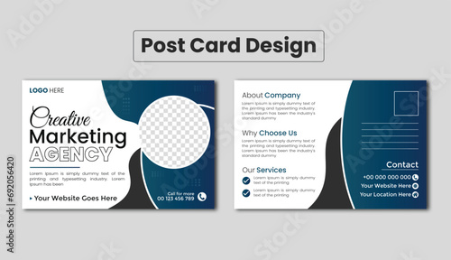 Double sided modern corporate business postcard design or EDDM postcard design template photo