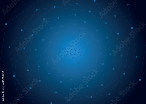 geometric technology connectivity background, blue spiral network connection background, artificial intelligence
