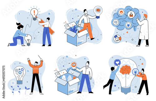 Innovative mindset vector illustration. Intelligence is compass points towards North Star innovative thought process Strategy is map guiding those with innovative mindset towards success