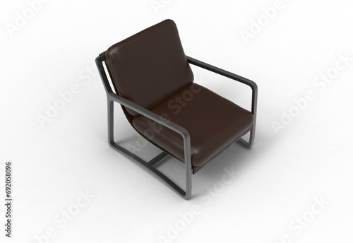 leather armchair top view with shadow 3d render