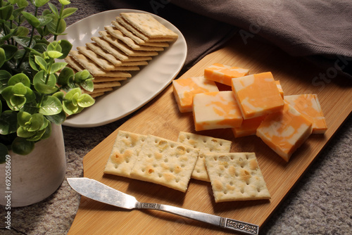 Cheese and crackers for an evening snack.