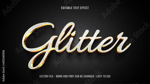 Editable text effect glitter theme photo