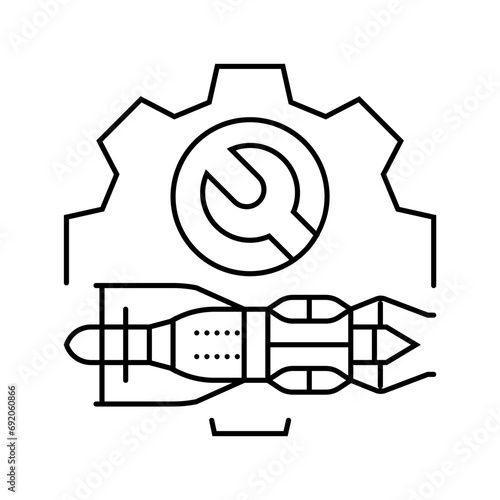 engine overhaul aircraft line icon vector. engine overhaul aircraft sign. isolated contour symbol black illustration