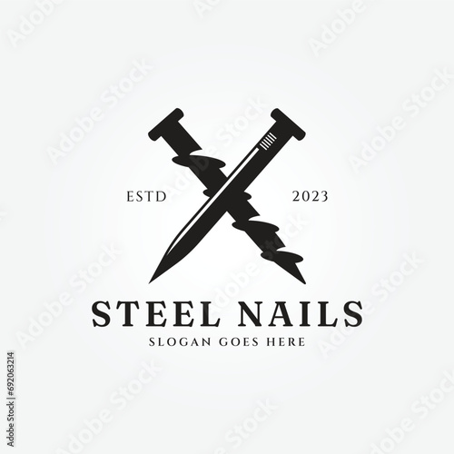 nails steel logo icon symbol vector illustration design