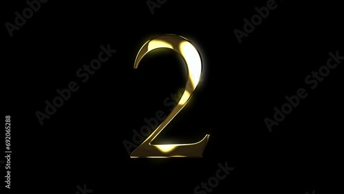 2 gold number animated gold number looping number text 3d 4k photo