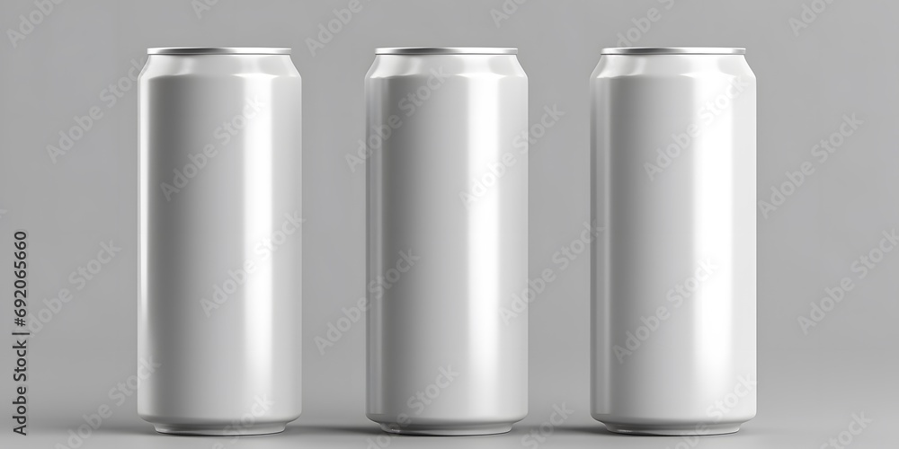 Aluminium Can Mockup - Three Floating Cans. 3D Illustration Aluminium Can Mockup - Three Floating Cans. 3D Illustration