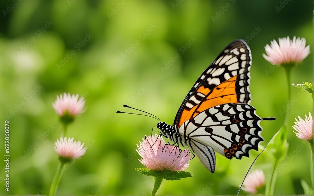 Butterfly flying in a meadow of clover - beautiful nature, beauty in nature
