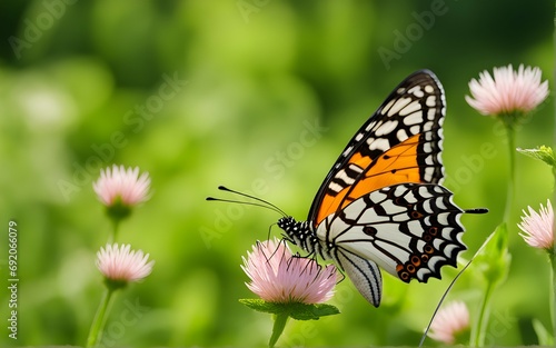 Butterfly flying in a meadow of clover - beautiful nature, beauty in nature  © IBRAHEEM'S AI