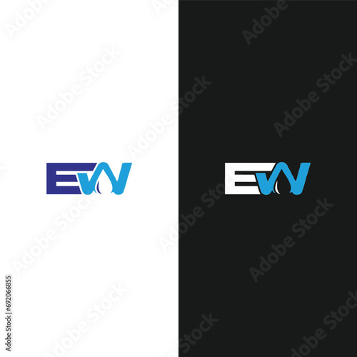 EW logo. E W design. White EW letter. EW, E W letter logo design. Initial letter EW linked circle uppercase monogram logo.