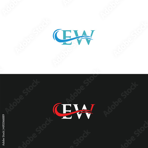 EW logo. E W design. White EW letter. EW, E W letter logo design. Initial letter EW linked circle uppercase monogram logo.