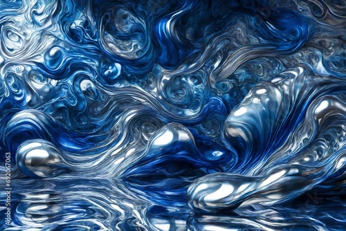 Liquid indigo and cerulean waves crashing against a canvas of dreams.