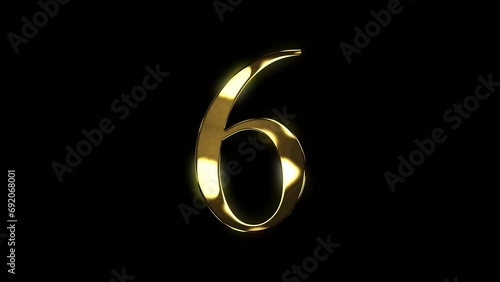 6 gold number animated gold number looping number text 3d 4k photo