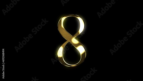 8 gold number animated gold number looping number text 3d 4k photo