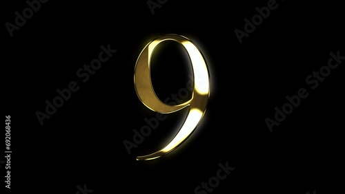 9 gold number animated gold number looping number text 3d 4k photo
