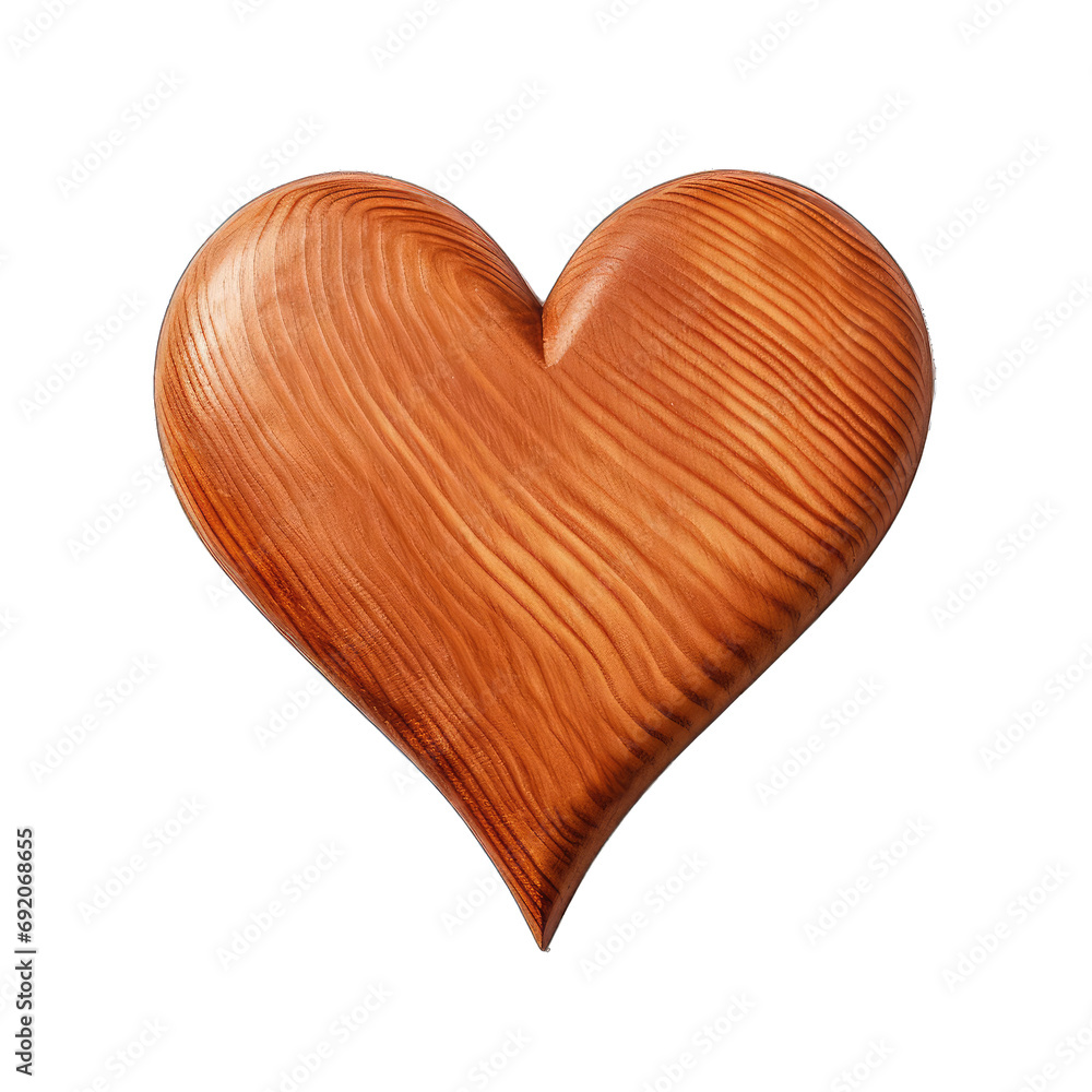 A Heart. Shaped Wooden Carving a Symbol of Devotion Valentines Day. Isolated on a Transparent Background. Cutout PNG.