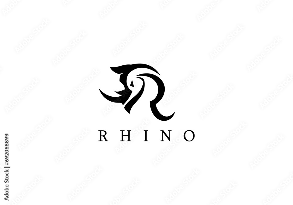 animal, animals, blue, horn, hunting, letter, orange, power, powerpoint, red, rhino, safari, savannah, strength, trophy, wild, rhino r logo, rhino letter. 