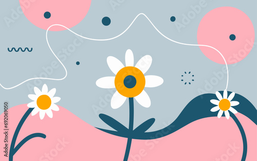 Fototapeta Naklejka Na Ścianę i Meble -  Abstract background poster floral. Good for fashion fabrics, postcards, email header, wallpaper, banner, events, covers, advertising, and more. Valentine's day, women's day, mother's day background.