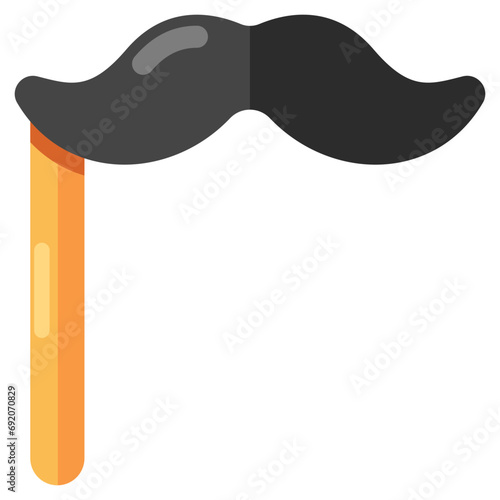 A flat design icon of mustache prop photo