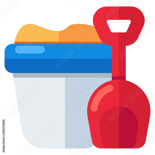 Shovel with mud and basket denoting concept of mud pail 
