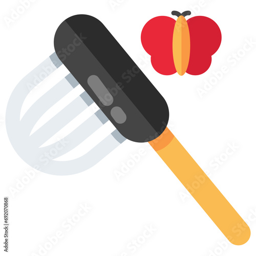Conceptual flat design icon of catching butterfly 
