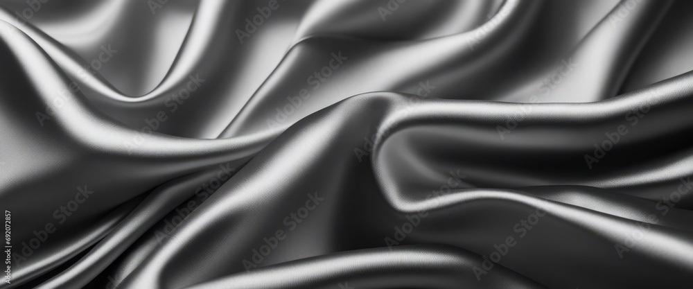 Obraz premium lack white silk satin fabric abstract background. Drapery fold crease wavy crumpled