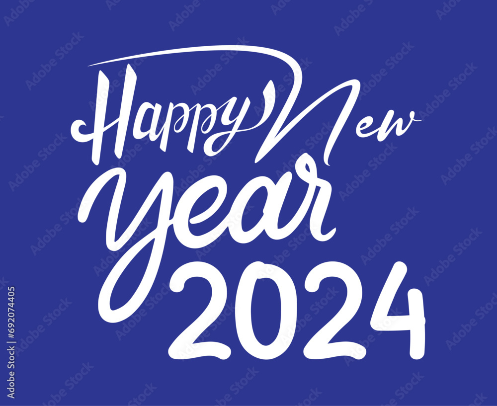 Happy New Year 2024 Abstract White Graphic Design Holiday Vector Logo Symbol Illustration With Purple Background
