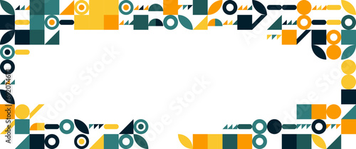 Colorful colourful vector flat mosaic banners with shapes. Vector flat mosaic horizontal banners template