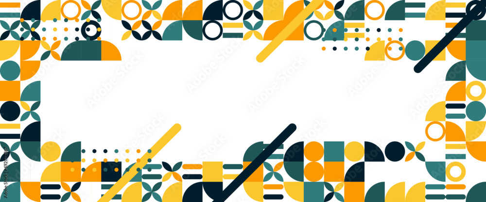 Obraz premium Colorful colourful vector modern banners with abstracts shapes geometric mosaic. Vector flat mosaic horizontal banners template