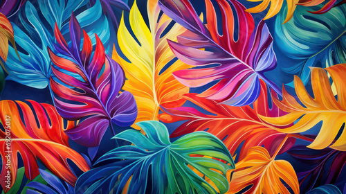 Plant palm jungle background exotic print summer wallpaper leaves tropic seamless pattern background