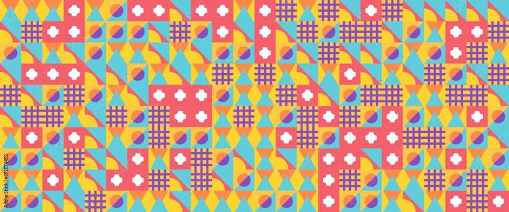 Colorful colourful abstract geometric mosaic banner design with simple shapes. Vector flat mosaic horizontal banners template Colorful colourful abstract geometric mosaic banner design with simple shapes. Vector flat mosaic horizontal banners template