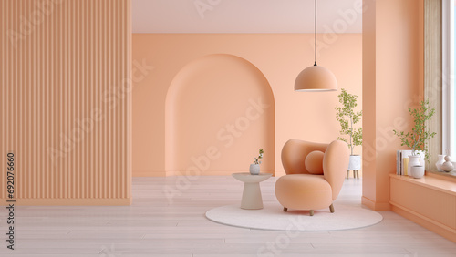 Obraz na płótnie Peach fuzz trend color of the year 2024  ,minimal interior  livingroom