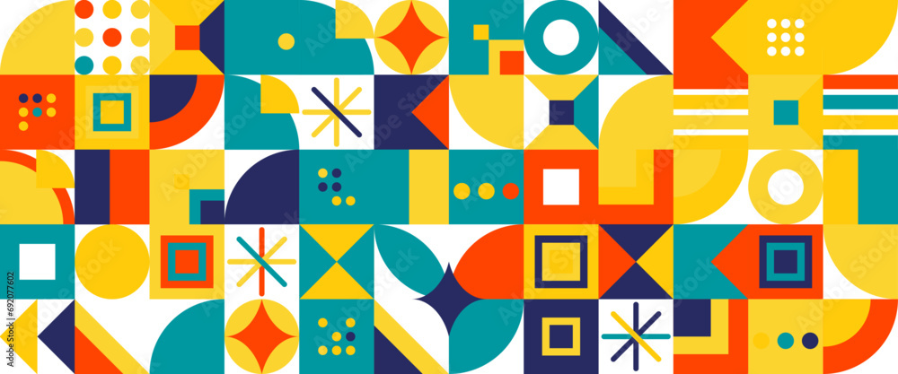Colorful colourful abstract geometric mosaic banner design with simple shapes. Vector flat mosaic horizontal banners template Colorful colourful abstract geometric mosaic banner design with simple shapes. Vector flat mosaic horizontal banners template