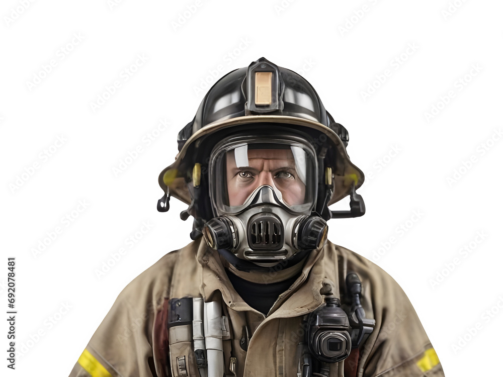 Fire man wearing gaz mask