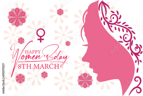  8 march. women's Day greeting card and Happy Women's Day banner design, placard, card, and poster design template with text inscription and standard color, International Women's Day celebration,