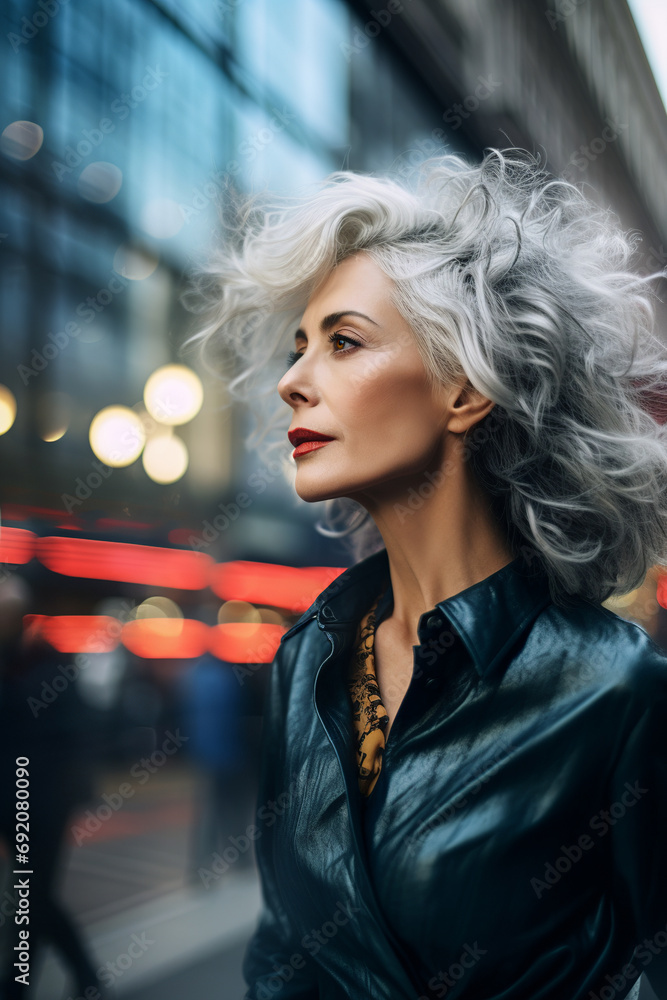 Generative AI image of Elegant Woman in Urban Setting Generative AI image of Elegant Woman in Urban Setting