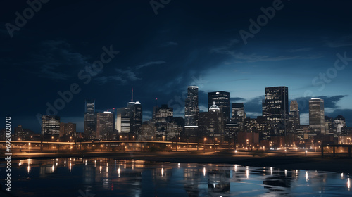 City at night, skyline, Generated AI