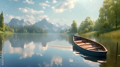 boat landscape nature summer lake in beautiful photo