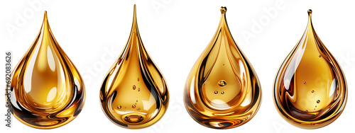 golden oil drop isolated on transparent background, Face Serum or Essential Oil with Oxygen Aqua Bubbles and a drop of liquid on transparent background photo