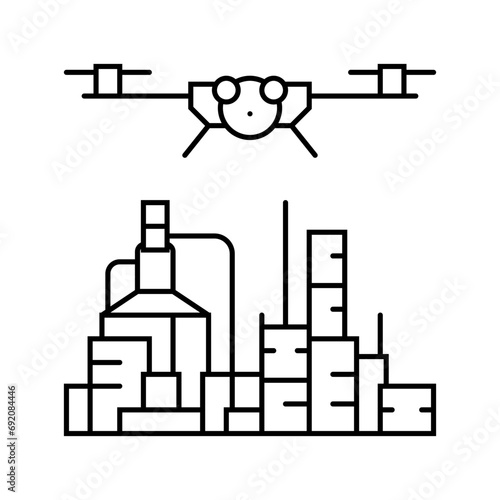 oil and gas inspection drone line icon vector. oil and gas inspection drone sign. isolated contour symbol black illustration