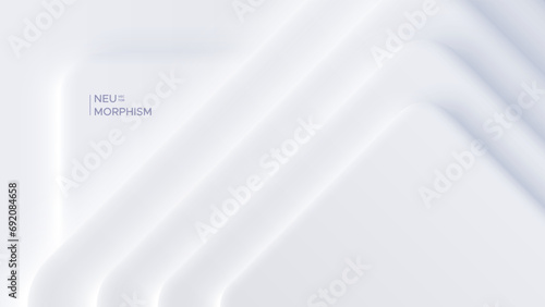 Top view, neumorphic bright design. Rectangular shapes with rounded corners. Light, soft, clear and simple vector illustration. Elegant abstract background with copy space.