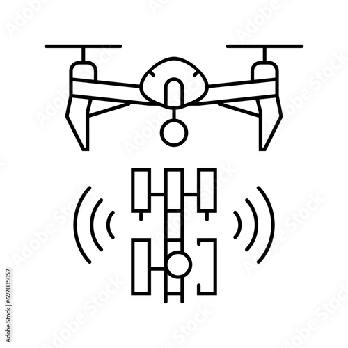 telecommunication drone line icon vector. telecommunication drone sign. isolated contour symbol black illustration