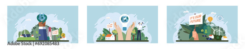 Climate change. Save the planet. Vector illustration Environmental protection measures are necessary to combat global warmings effects Climate change demands urgent action to secure sustainable future