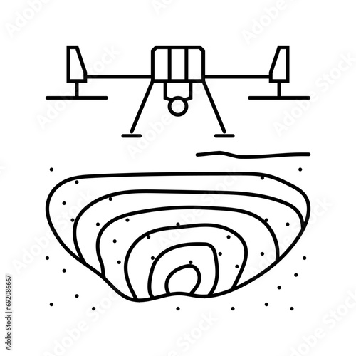 mining operations drone line icon vector. mining operations drone sign. isolated contour symbol black illustration