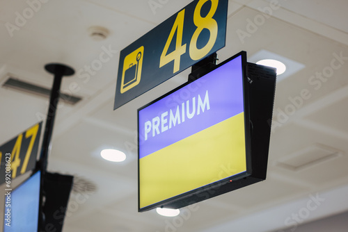 Premium Check-In Counter Sign at Airport photo