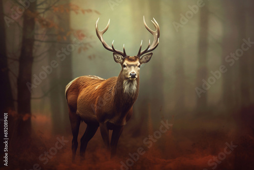 Enchanted Glade: Majestic Deer Portrait. © Yuliia