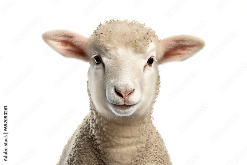 Obraz premium Close-up of a sheep looking at camera isolated on white background